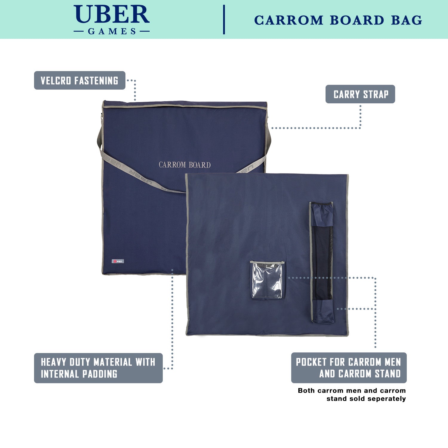 Padded Canvas Carrom Board Storage Carry Bag